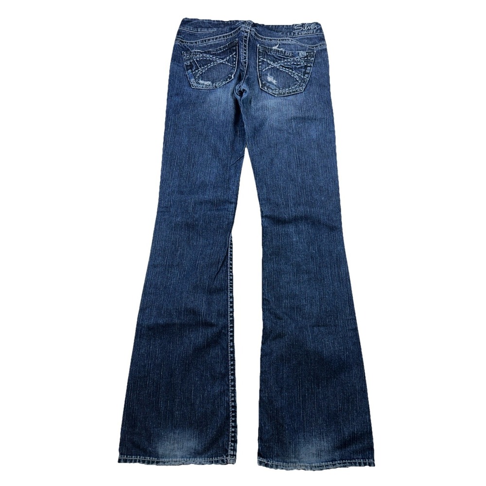 Silver Tuesday Bootcut Women's 26x33 Frayed Holes Thick Stitch Jeans Stretchy - Picture 5 of 10